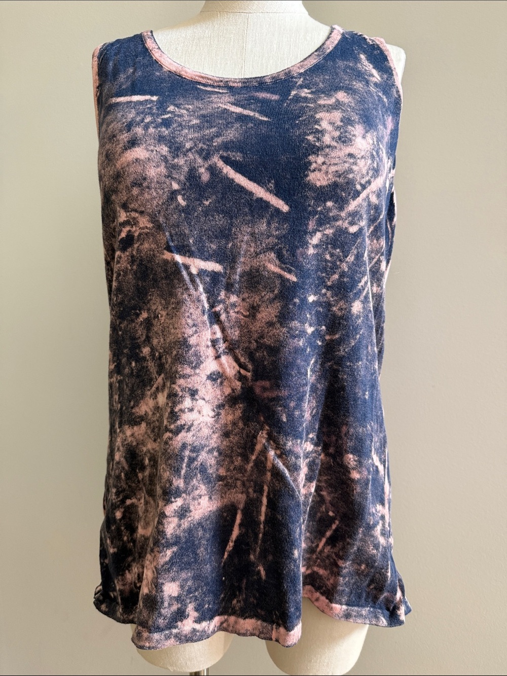 Women's Angel Apparel Tie Dye Sleeveless Tank Top in Navy Pink Large Super Cool